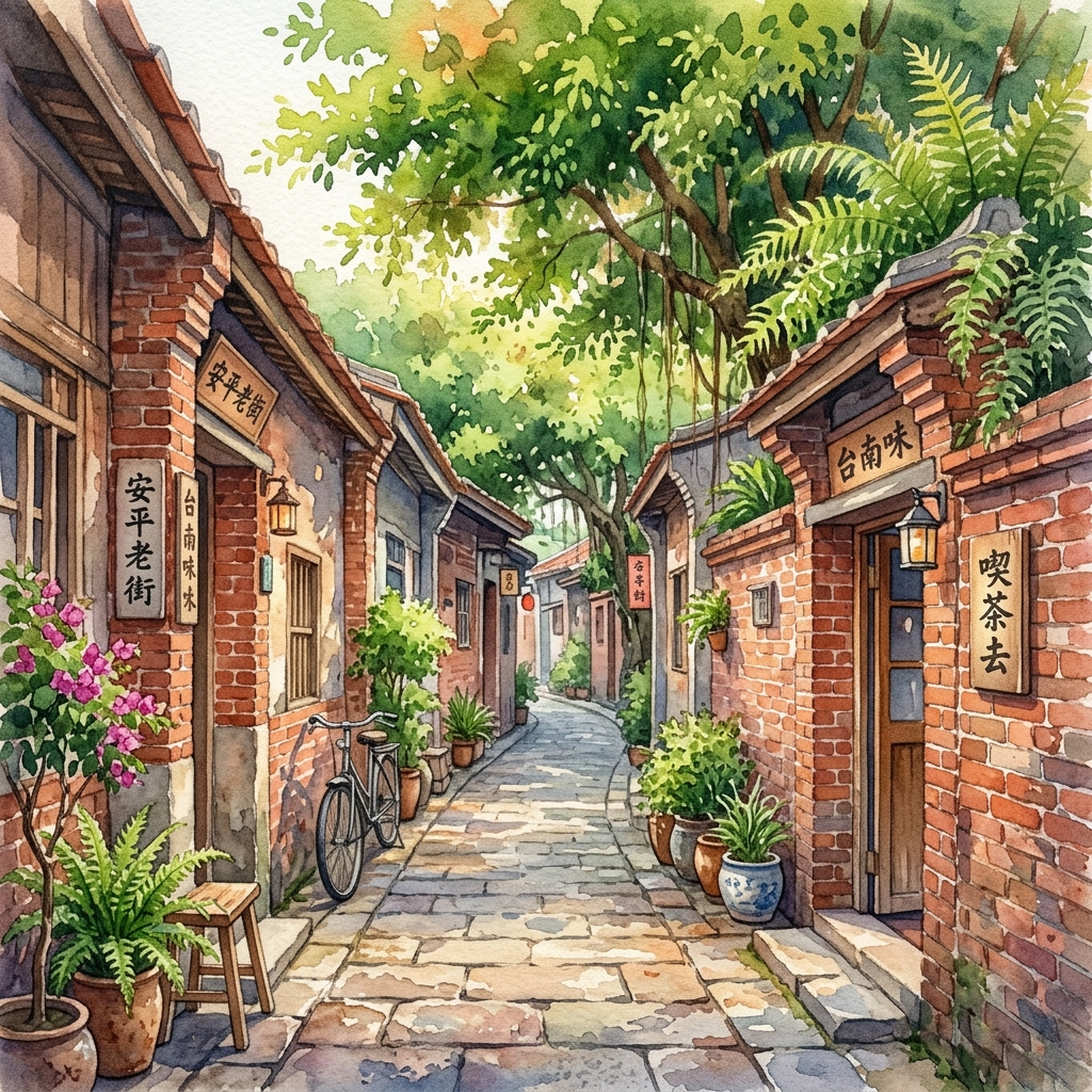 台南巷弄水彩